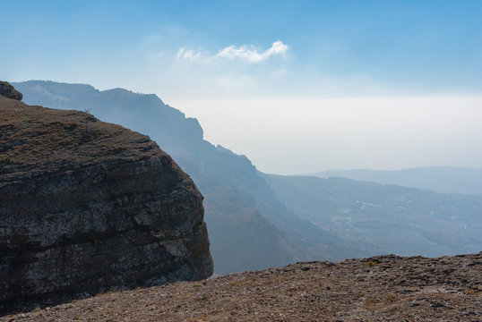 View from Demerdzhi mountain to Black Sea shore near Alushta city, Crimean peninsula