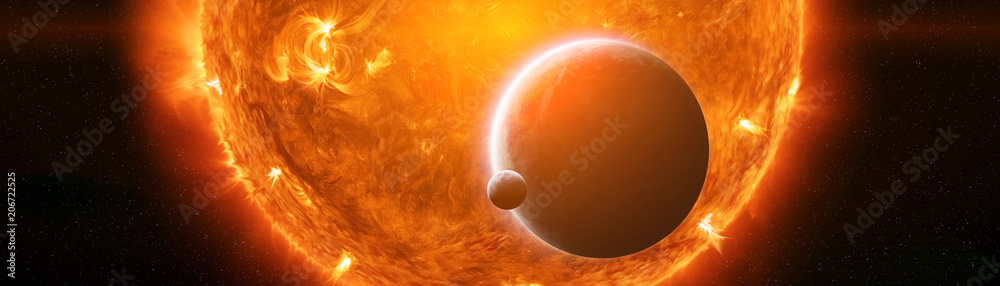 Wall mural exploding close to planet earth 3d rendering elements of this image furnished by nasa