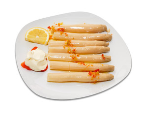 White asparagus with mayonnaise sauce
