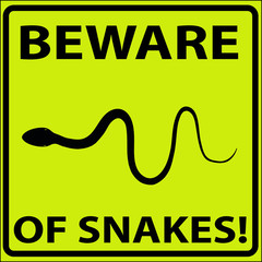 vector illustration of beware of snake sign