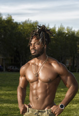 Muscular African American Man in the Park