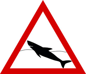 vector illustration, warning sharks