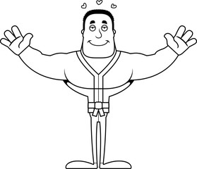 Cartoon Karate Man Hug