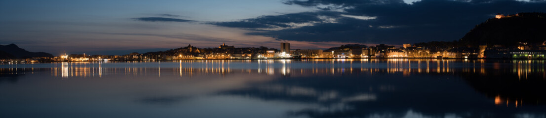 Panorama of Aalesund in Norway at dawn.