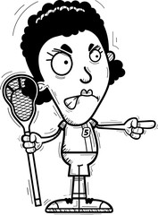 Angry Cartoon Black Lacrosse Player