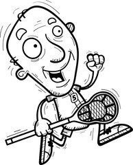 Cartoon Senior Lacrosse Player Running