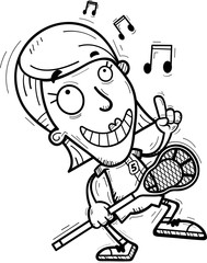 Cartoon Lacrosse Player Dancing