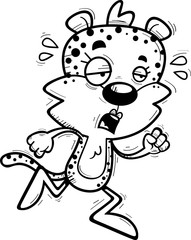 Exhausted Cartoon Female Leopard