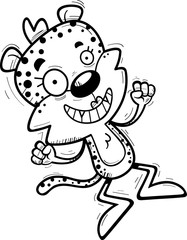 Cartoon Female Leopard Jumping