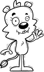 Cartoon Female Lion Waving