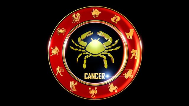 Zodiac sign   It`s Nice rotating 3d golden Zodiac sign (Indian astrology) with transparency