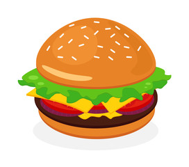 Burger icon. Fastfood isolated. Sweet food and junk food concept. vector