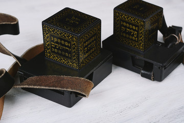 Pair of tefilim with black straps