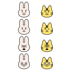 いろいろな表情のうさぎととら 3