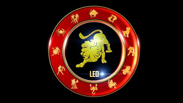 Zodiac sign   It`s Nice rotating 3d golden Zodiac sign (Indian astrology) with transparency