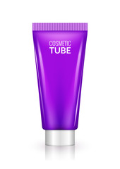 Blank lilac cosmetic tube design mockup. Beauty care cream or gel plastic package