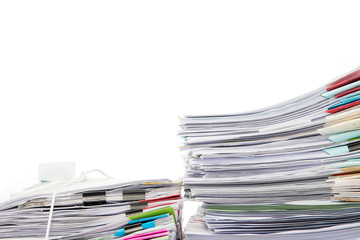 Stack of Documents isolated on white background. Documents pile.