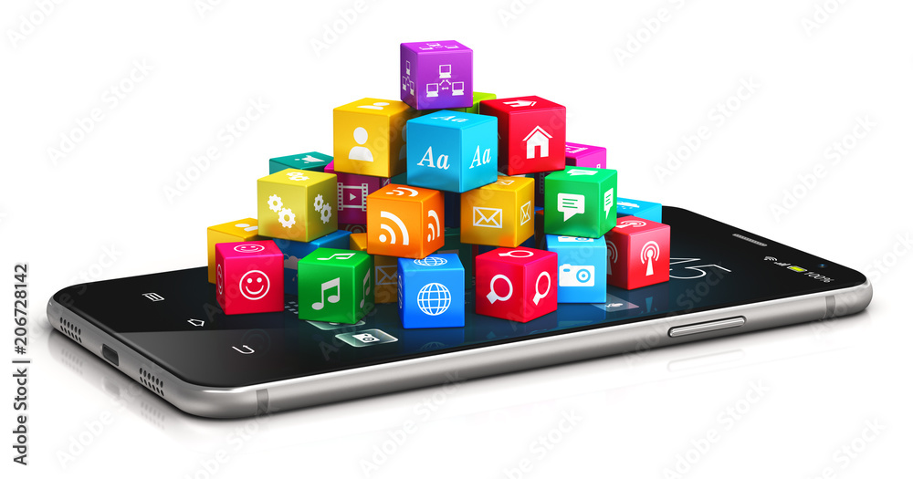 Aufkleber mobile applications and internet concept
