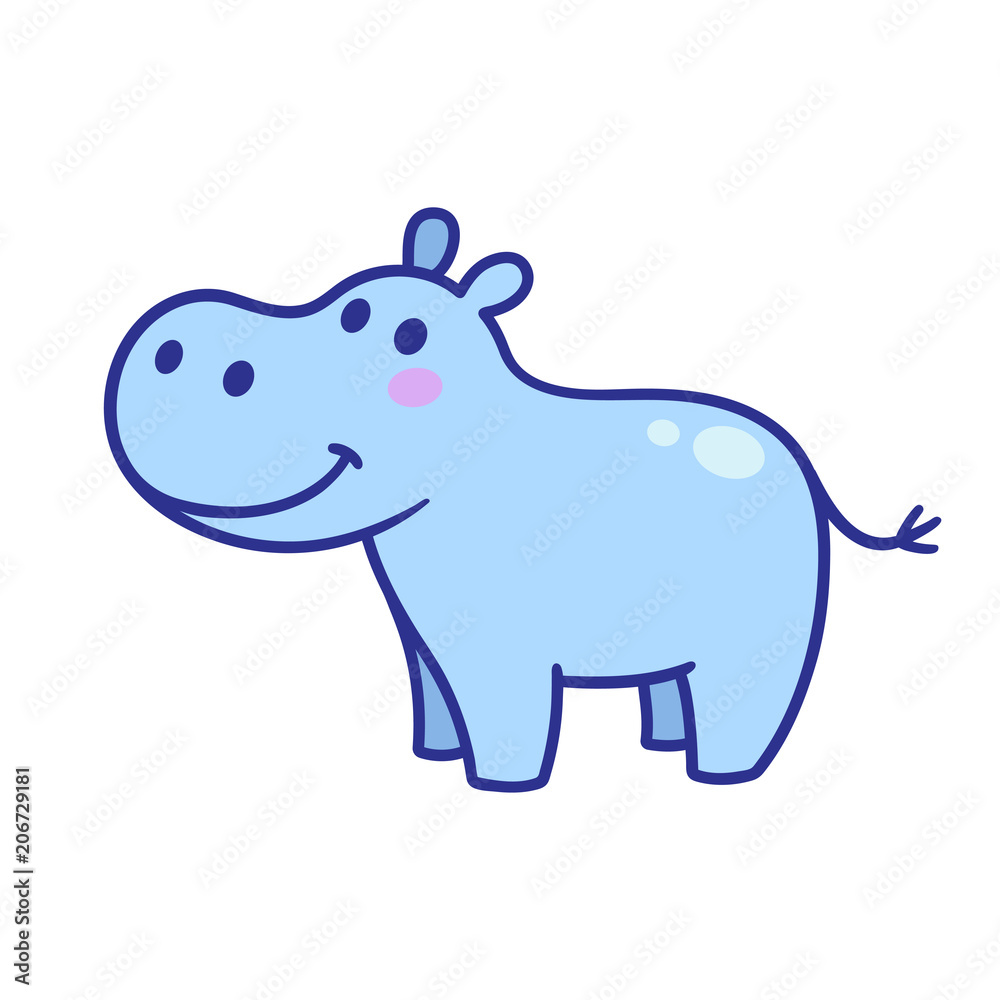 Sticker Cute cartoon hippo