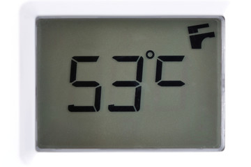 LCD with temperature readings 53 degrees Celsius