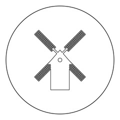 Mill icon black color in circle