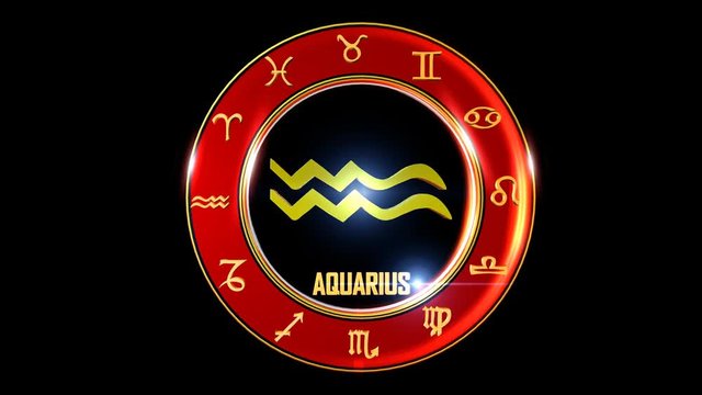 Zodiac sign   It`s Nice rotating 3d golden Zodiac sign (Western astrology) with transparency
