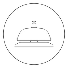 Reception bell icon black color in circle