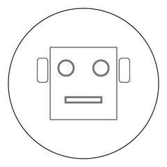 Robot head icon black color in circle
