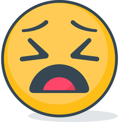 Isolated tired and unhappy emoticon. Isolated emoticon on white background.