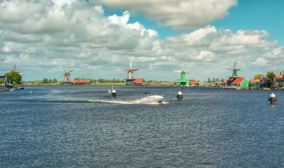 Panorama of the windmills at the Zaanse Schans