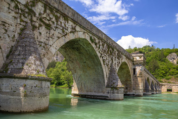 Fototapeta na wymiar Detail of Ottoman Mehmed Pasha Sokolovic stone bridge