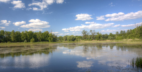 Fototapeta na wymiar View of the lake on a clear day.