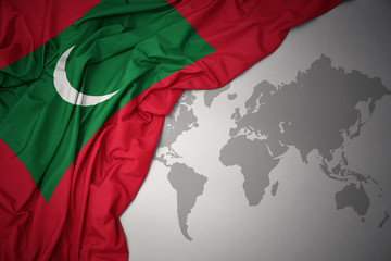 waving colorful national flag of maldives.