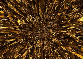 Golden shards of glass in motion. Creative pattern for any printed production, print on fabric, canvas, paper and ceramic. Template for decoration of design products.