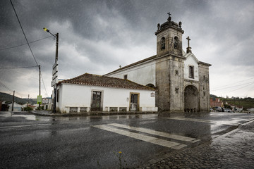 Fototapeta na wymiar Nossa Senhora da Nazaré parish church in Santa Eulália village (Almargem do Bispo), Sintra, Portugal 