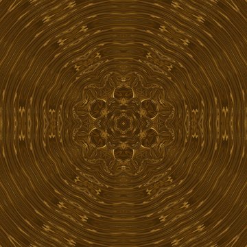 Abstract gold rich ornament. Sacred geometry art. Luxury kaleidoscopic golden mandala artwork. Fractal artistic decor. Creative pattern for print matter. Template for decoration of design products.