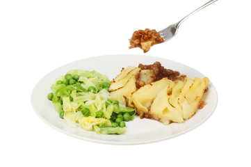 Cottage pie and vegetables