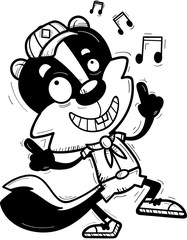 Cartoon Male Skunk Scout Dancing