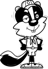 Confident Cartoon Male Skunk Scout