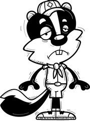 Sad Cartoon Male Skunk Scout