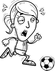 Exhausted Cartoon Soccer Player