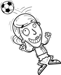 Cartoon Soccer Player Heading Ball