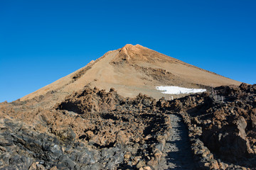 Beautiful view of the path to the top of Teide Volcano in Tenerife, Canary Islands.