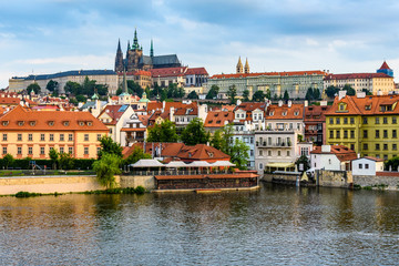 Fototapeta na wymiar View of Cathedral and Castle from Charles Bridge, Prague, Czech Republic