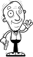 Cartoon Senior Spy Waving