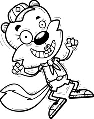 Cartoon Female Squirrel Scout Jumping