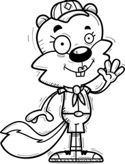 Cartoon Female Squirrel Scout Waving