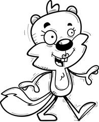 Cartoon Female Squirrel Walking
