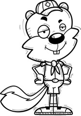 Confident Cartoon Male Squirrel Scout
