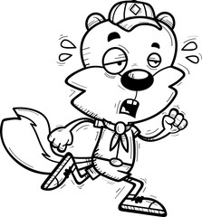 Exhausted Cartoon Male Squirrel Scout